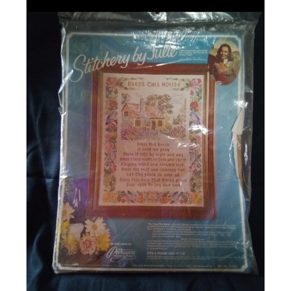 Paragon Stitchery by Julie Stamped Cross Stitch Kit BLESS THIS HOUSE 14" X 18"